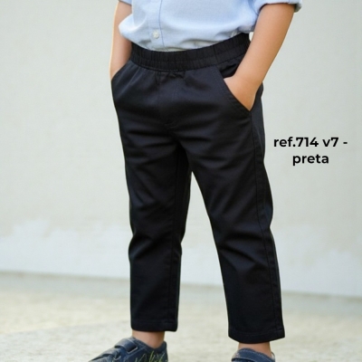 CALÇA DE SARJA PRETA - 714